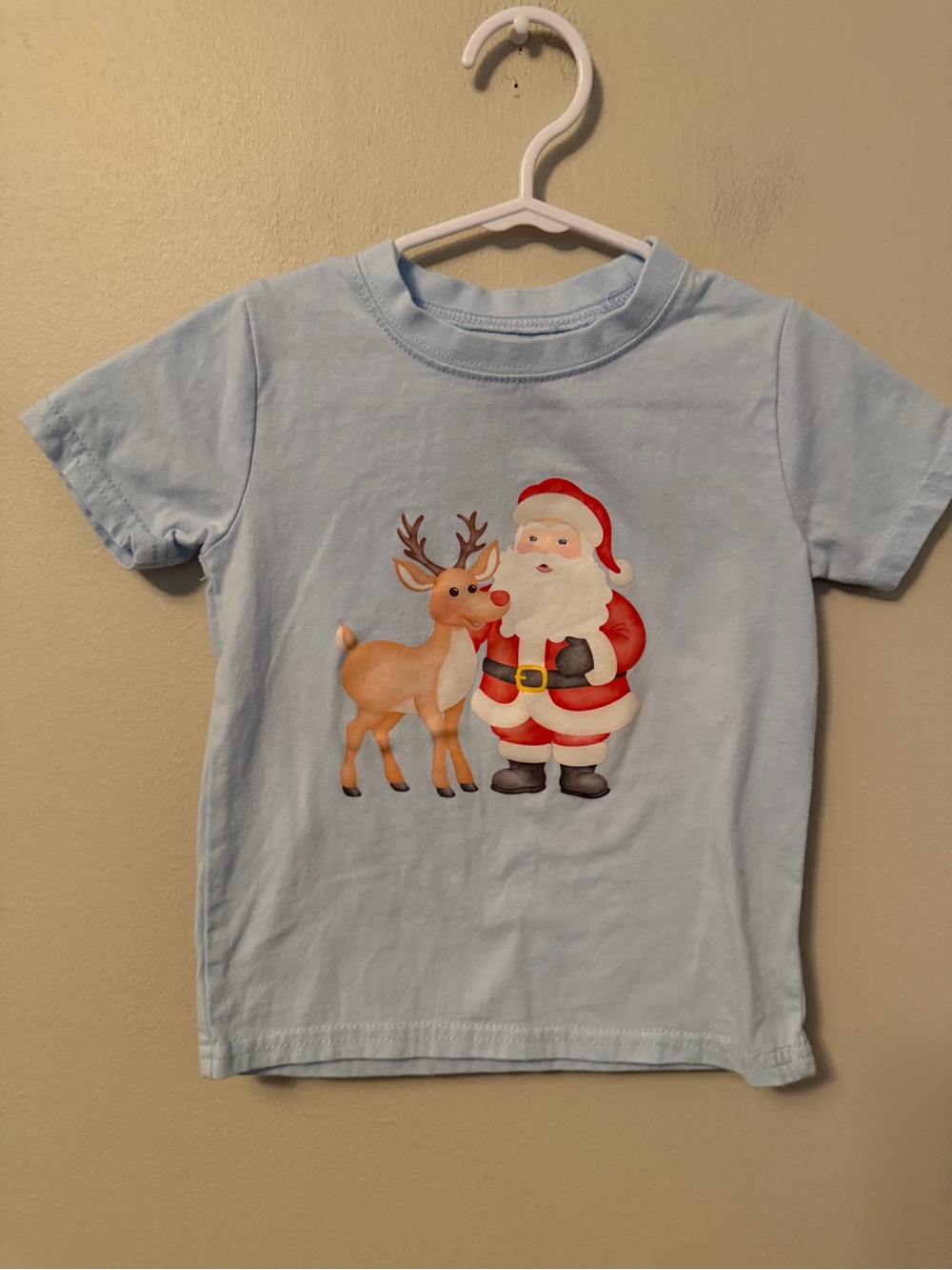 Stitchy Fish Light Blue Kids Santa & Reindeer Graphic Tee